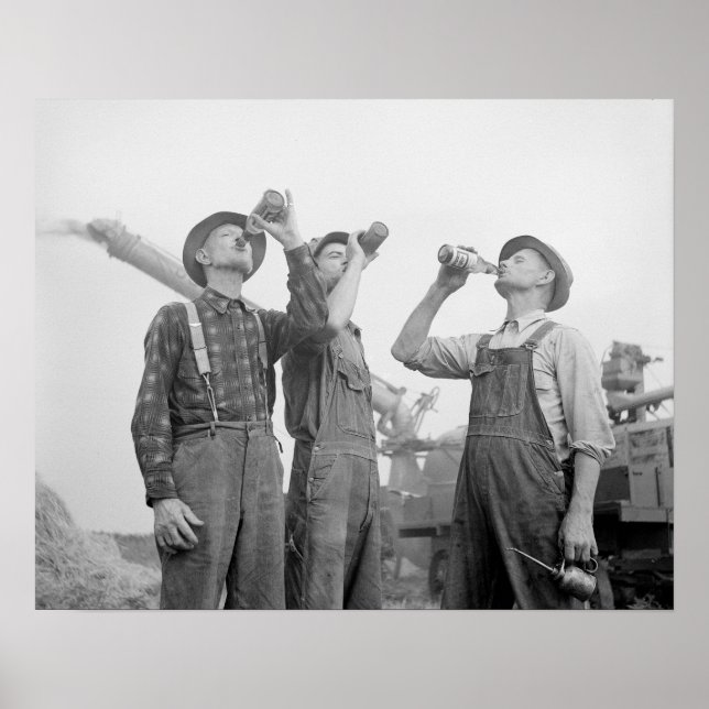 Poster Les fermiers boivent de la bière, 1941. Photo vint (Devant)