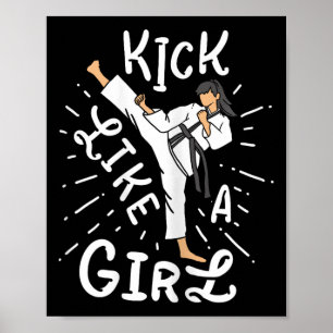 Poster Les filles de karaté donnent des coups de pied com