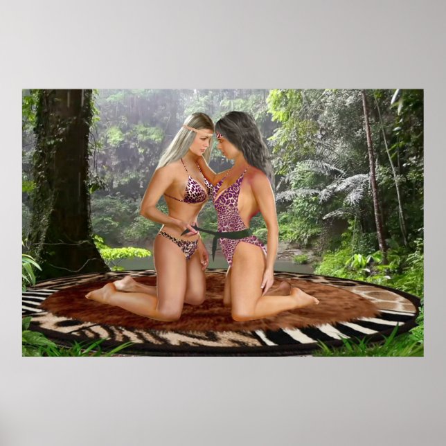 POSTER LES FILLES DE LA JUNGLE S'AFFRONTENT (Devant)