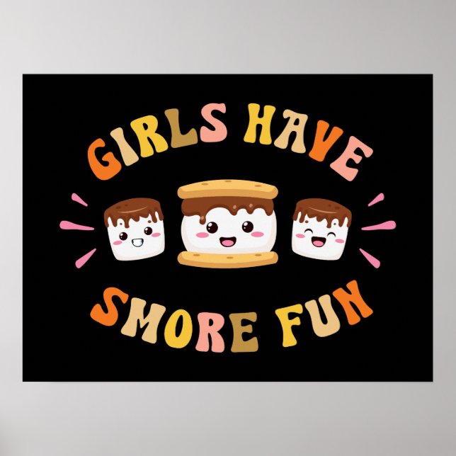 Poster Les Filles Ont S'more Drôle Kawaii Camping Smores  (Devant)