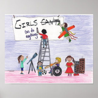 Poster Les Filles Peuvent Faire N'Importe Quoi ! 35,6 cm
