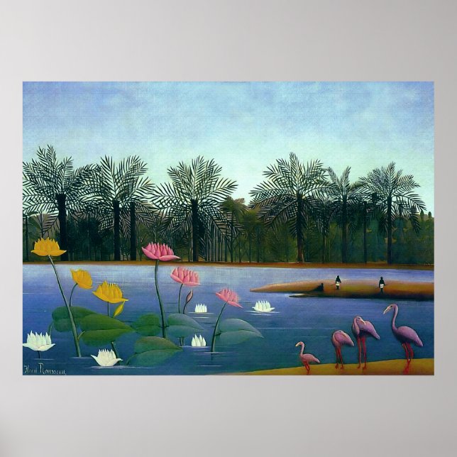Poster Les Flamants roses - Henri Rousseau (Devant)
