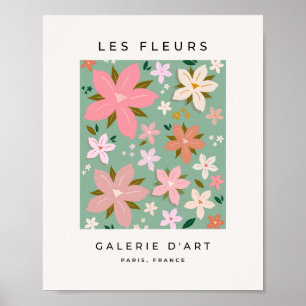 Poster Les Fleurs 07 Fleurs Abstraites Vert Blush Floral