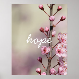 Poster Les fleurs de cerisier fleurissent l'espoir