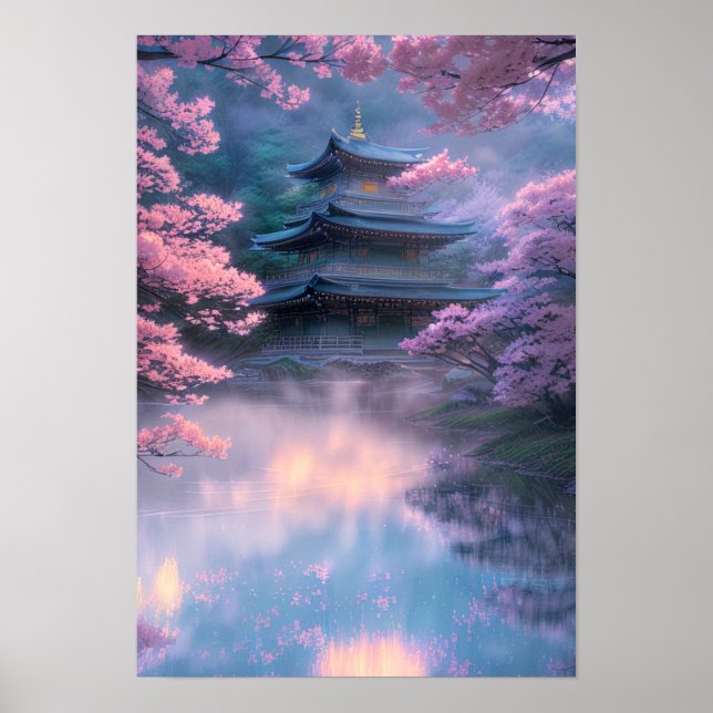 Poster Les fleurs de cerisiers et le temple de Misty (Devant)