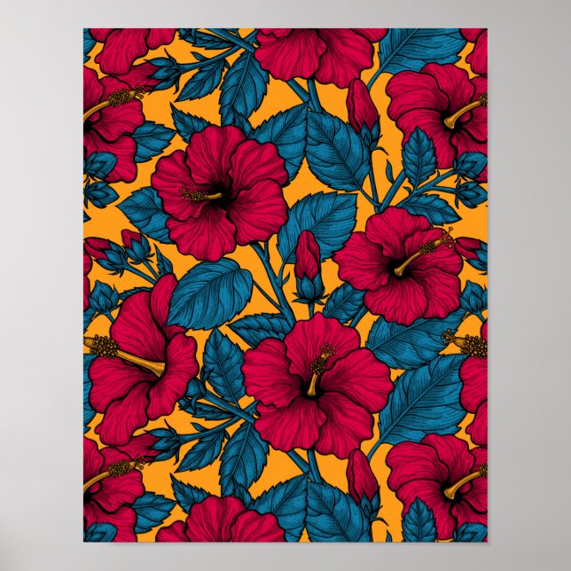 Poster Les fleurs d'Hibiscus (Devant)