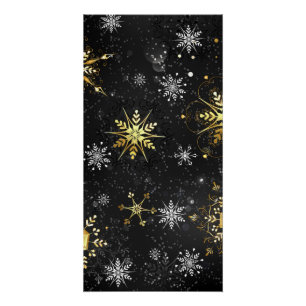 Poster Les flocons dorés de Noël sur l'Arrière - plan noi