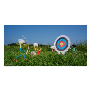 Poster Les fubby qui tirent à l'arc sont dans l'herbe
