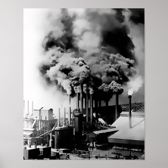 Poster LES FUMÉES de PITTSBURGH STEEL MILL c. 1890 (Devant)