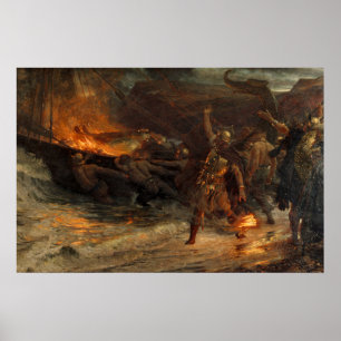 Poster Les funérailles d'un Frank Dicksee viking 1893
