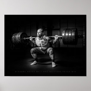 Poster Les gagnants ne quittent jamais Gym Motivationne