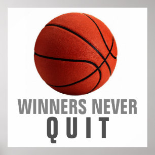 Poster Les gagnants ne quittent jamais le basket-ball Pos