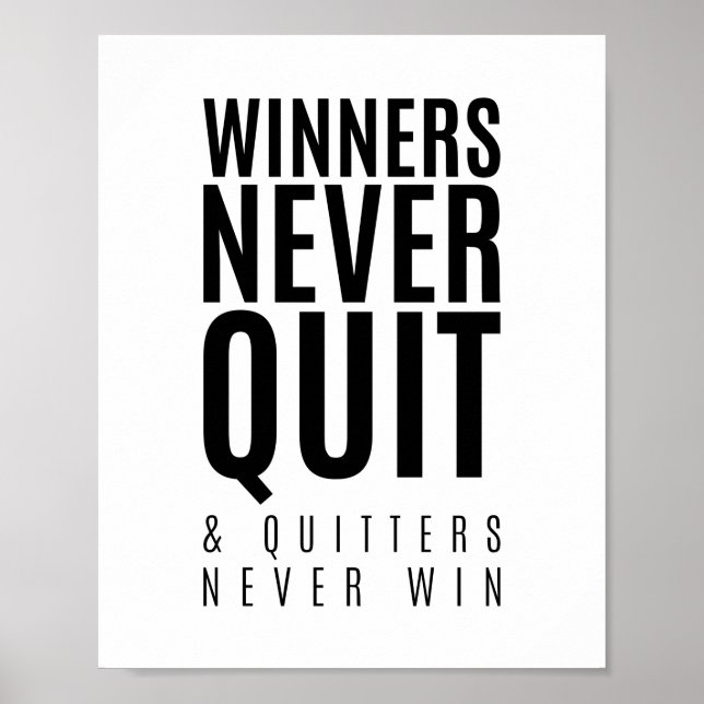 Poster Les gagnants ne quittent jamais | Motivation (Devant)