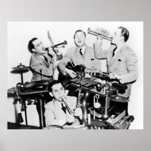 Poster Les garçons dans le bandvintage, musique, groupe, 