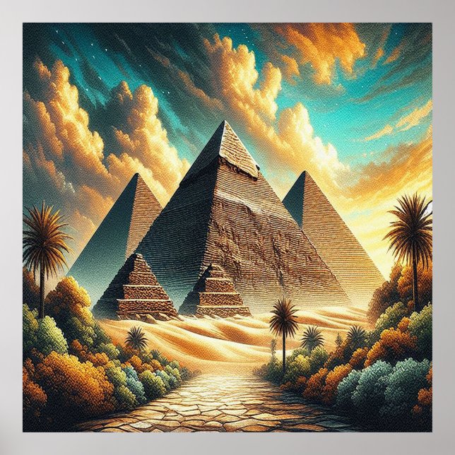 Poster Les grandes pyramides de Gizeh Egypt Travel (Devant)