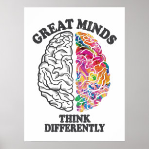 Poster Les grands esprits pensent différemment Cerveau