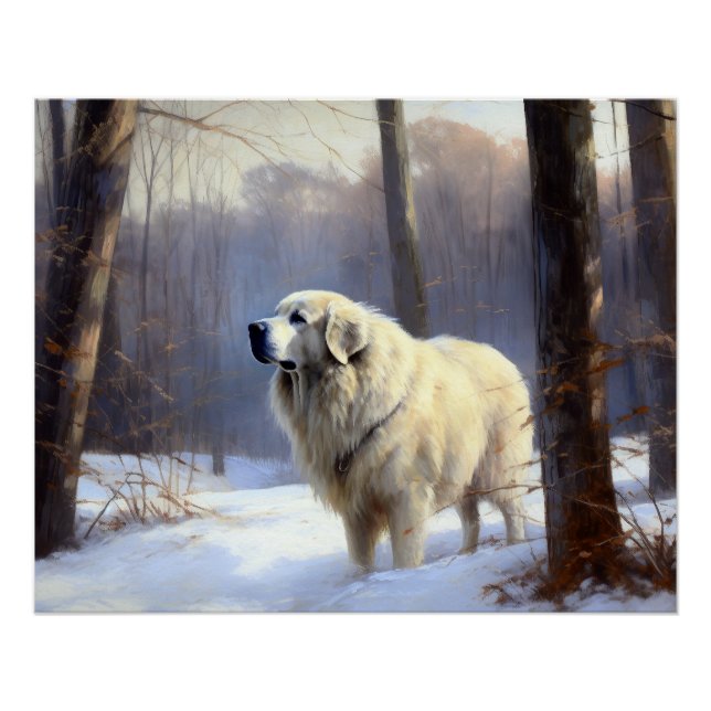 Poster Les Grands Pyrénées Laissent Neige Noël (Devant)