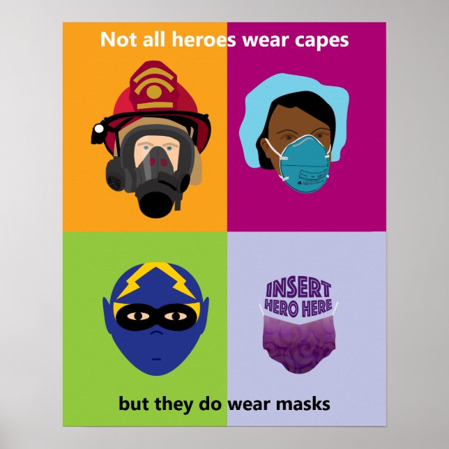 Poster Les héros portent des masques Insérer un héros ici (Devant)