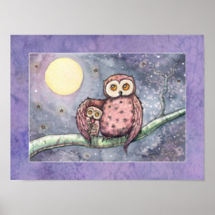 Poster Les Hiboux et l'Impression de la Lune