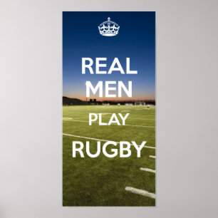 POSTER LES HOMMES VRAIS JOUENT AU RUGBY