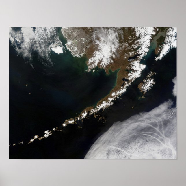 Poster Les îles Aléoutiennes et la péninsule d'Alaska (Devant)