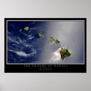 Poster Les îles d'Hawaii de l'espace Carte satellite