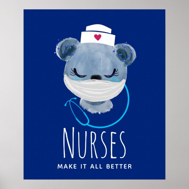 Poster Les infirmières rendent tout mieux masqué l'illust (Devant)