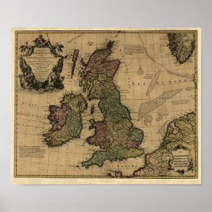 Poster Les Isles Binsonorisés, 1700's Map - Customisé