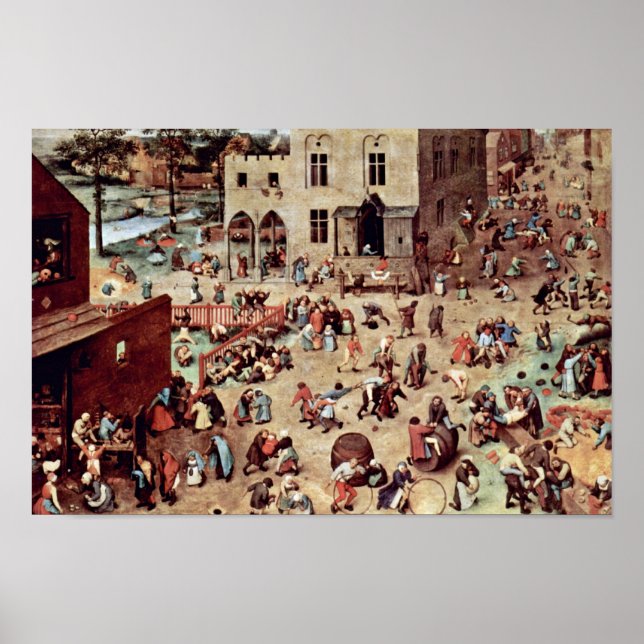 Poster Les Jeux Pour Enfants Par Bruegel D. Ä. Pieter (Me (Devant)