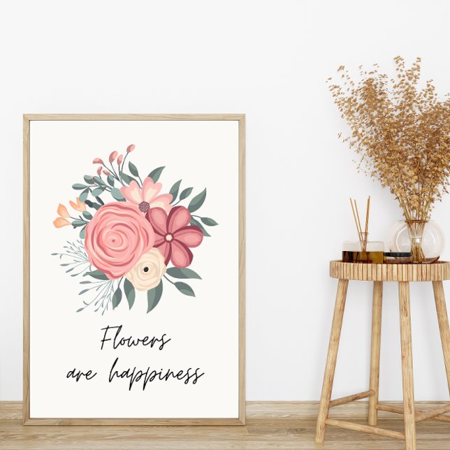 Poster Les Jolies Fleurs De Bouquet Floral Sont Le Bonheu (Créateur téléchargé)