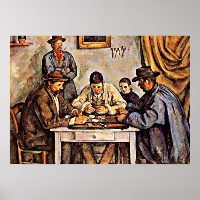 Poster Les Joueurs de cartes (3), peinture de Paul Cézann (Devant)