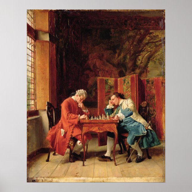 Poster Les joueurs d'échecs, 1856 (Devant)