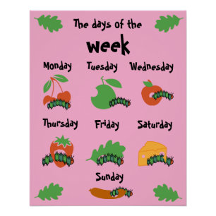 Poster Les Jours De Pépinière Pour Enfants De La Semaine