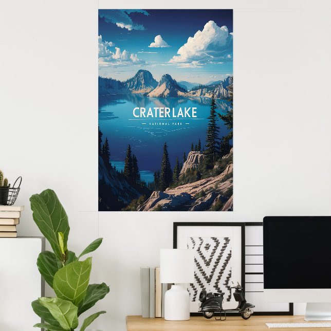 Poster Les lacs de cratère Bleu paisible (Bureau à domicile)