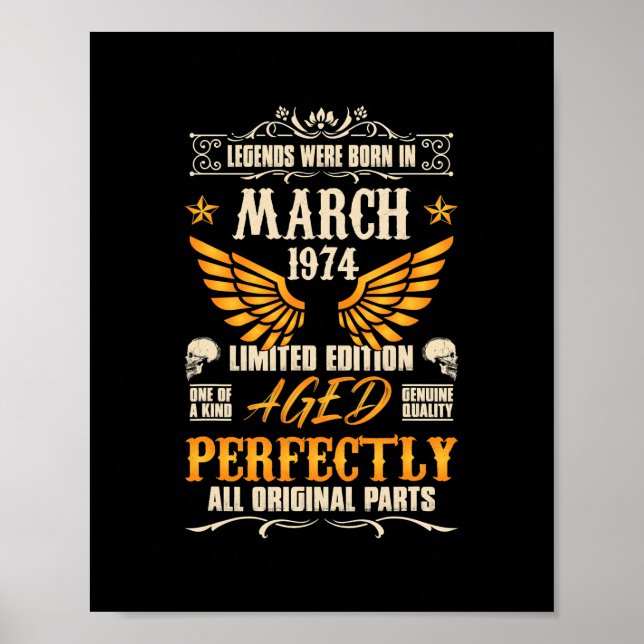 Poster Les légendes sont nées en mars 1974 Rocker Biker (Devant)