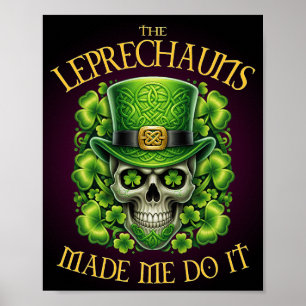 Poster Les lutins m'ont fait faire ça Crâne Saint-Patrick