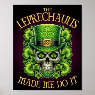 Poster Les lutins m'ont fait faire ça Crâne Saint-Patrick
