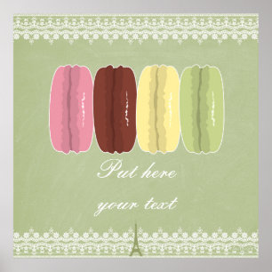 Poster Les macarons à Paris et la dentelle