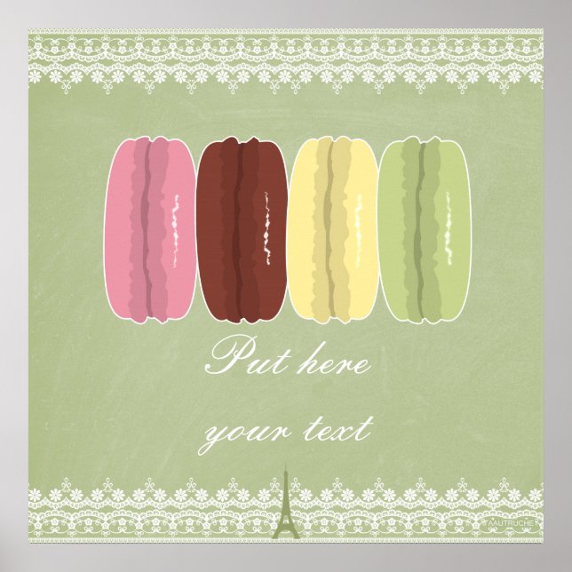 Poster Les macarons à Paris et la dentelle (Devant)