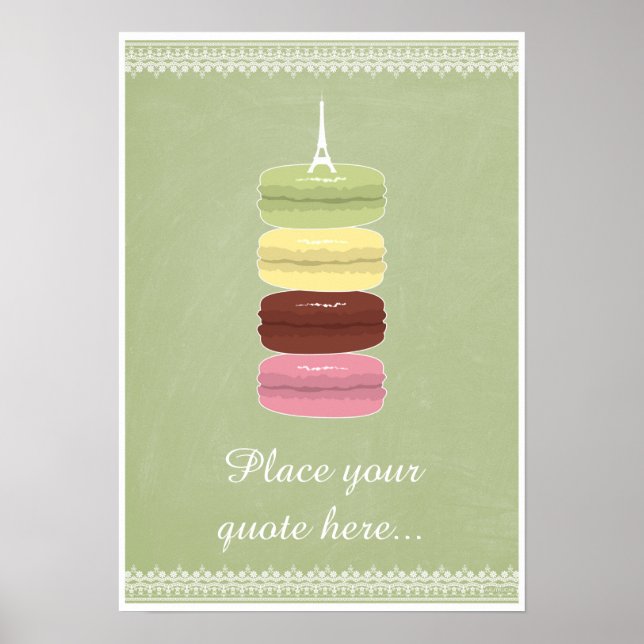 Poster Les macarons à Paris et la dentelle (Devant)