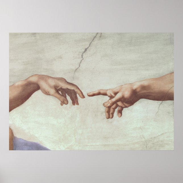 Poster Les mains de Dieu et Adam (Devant)