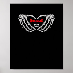 Poster Les Mains De Squelette Se Plier Dans Un Coeur. Hal