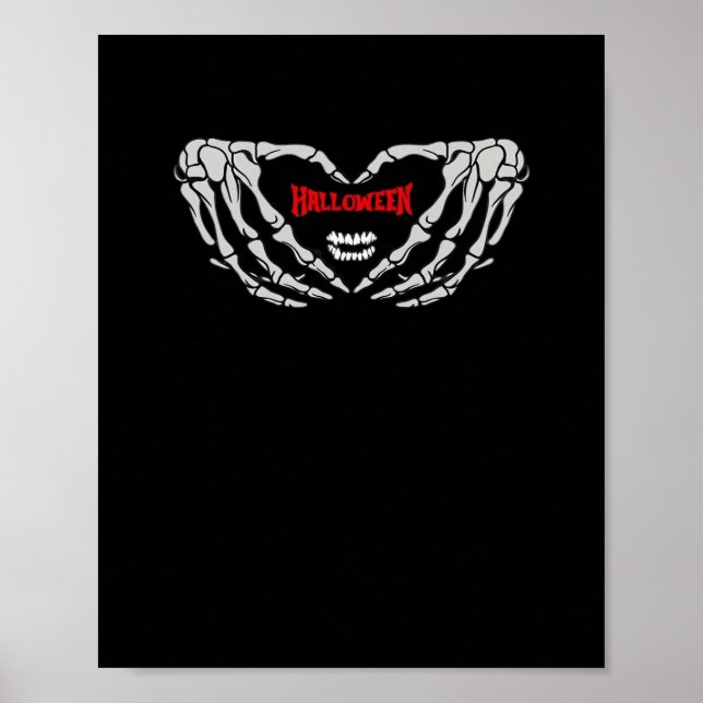Poster Les Mains De Squelette Se Plier Dans Un Coeur. Hal (Devant)