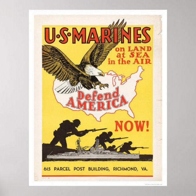 Poster Les Marines américains défendent l'Amérique (Devant)