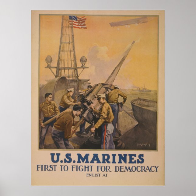 Poster Les Marines des États-Unis - Le premier à combattr (Devant)