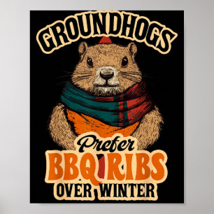 Poster Les marmottes préfèrent les côtes de BBQ à l'hiver