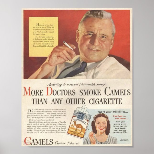 POSTER LES MÉDECINS FUMENT CAMEL (Devant)