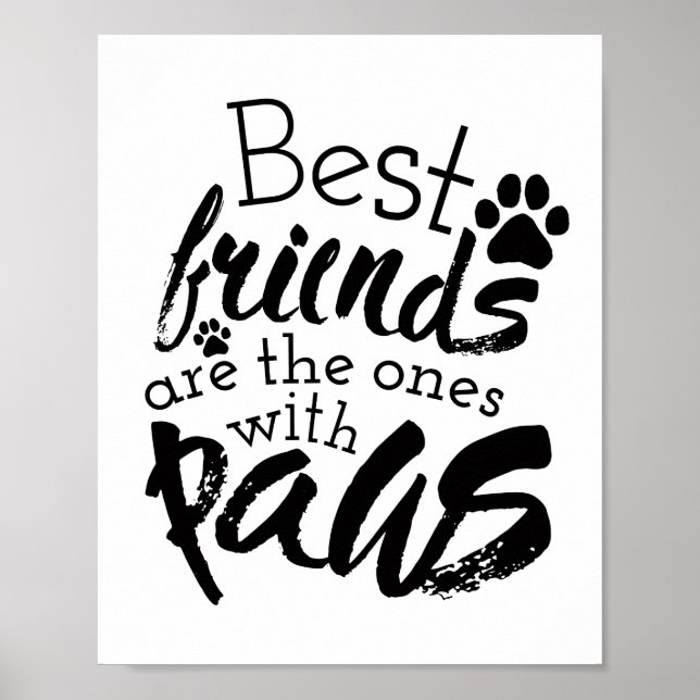 Poster Les meilleurs amis ont des pattes chien compagnon  (Devant)