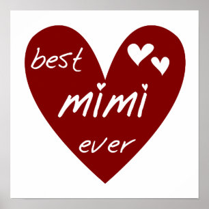 Poster Les meilleurs jamais T-shirts Mimi et les cadeaux