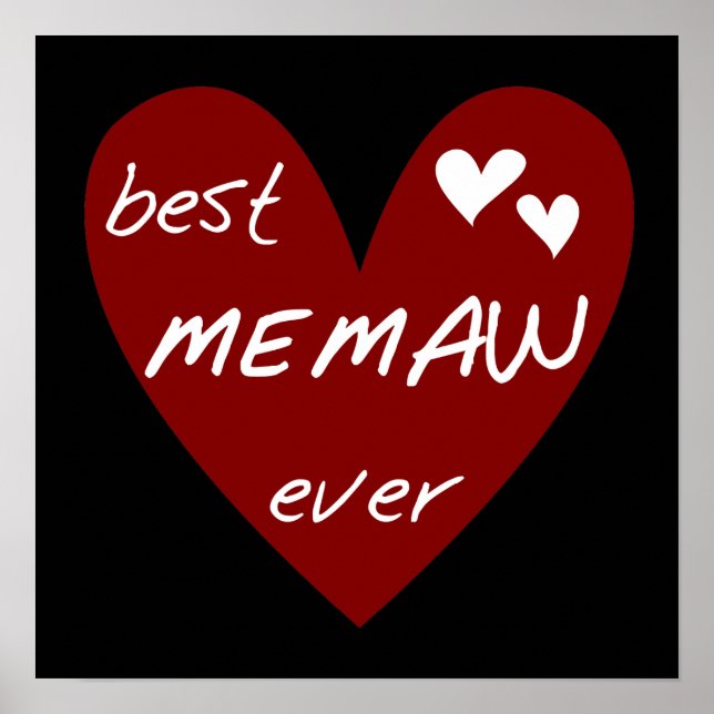 Poster Les meilleurs T-shirts et cadeaux de Memaw de coeu (Devant)